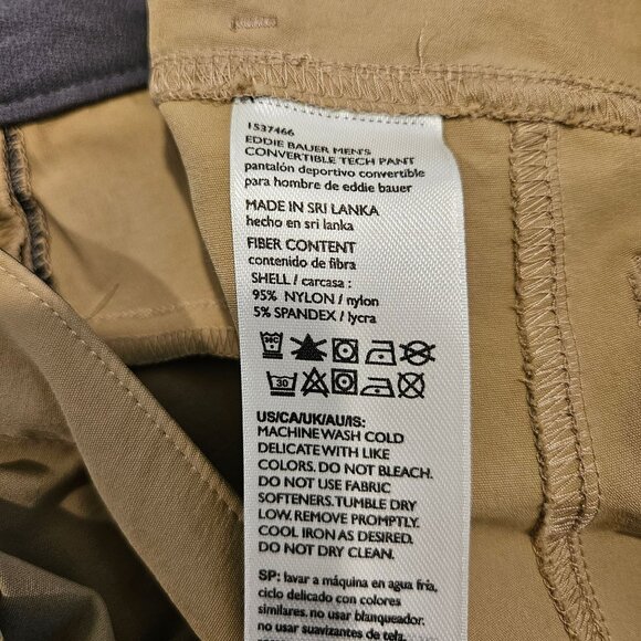 Eddie Bauer Travex zip off Pants Mens 38x30 Beige Nylon Outdoor Hiking Stretch - Picture 14 of 14